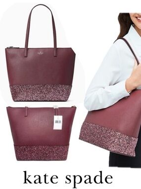Kate Spade Cherrywood Greta Court Glitter Tote NWT